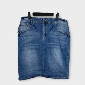 Kenneth‎ Cole Denim Pencil Skirt Blue Mini Y2K Size 14